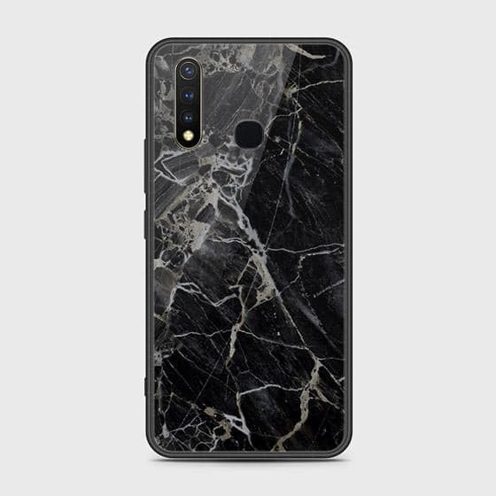 Vivo Y19 Cover - Black Marble Series - HQ Ultra Shine Premium Infinity Glass Soft Silicon Borders Case