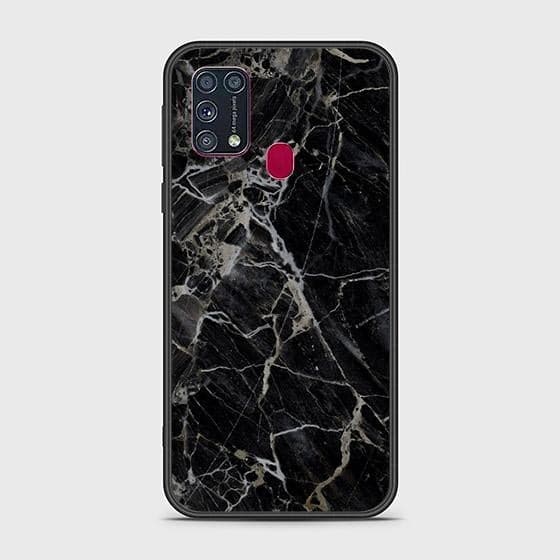 Samsung Galaxy M21 Cover - Black Marble Series - HQ Ultra Shine Premium Infinity Glass Soft Silicon Borders Case