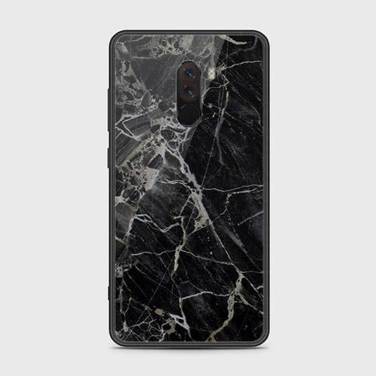 Xiaomi Pocophone F1 Cover - Black Marble Series - HQ Ultra Shine Premium Infinity Glass Soft Silicon Borders Case