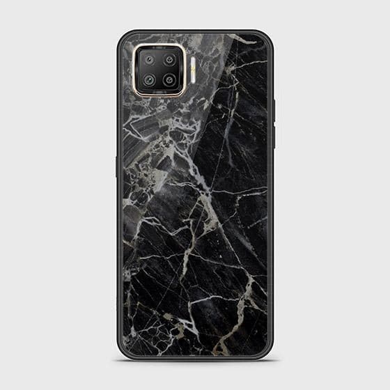 Oppo Reno 4F Cover - Black Marble Series - HQ Ultra Shine Premium Infinity Glass Soft Silicon Borders Case