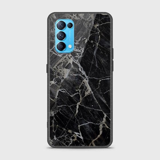 Oppo Reno 5 5G Cover - Black Marble Series - HQ Ultra Shine Premium Infinity Glass Soft Silicon Borders Case SuccessActive