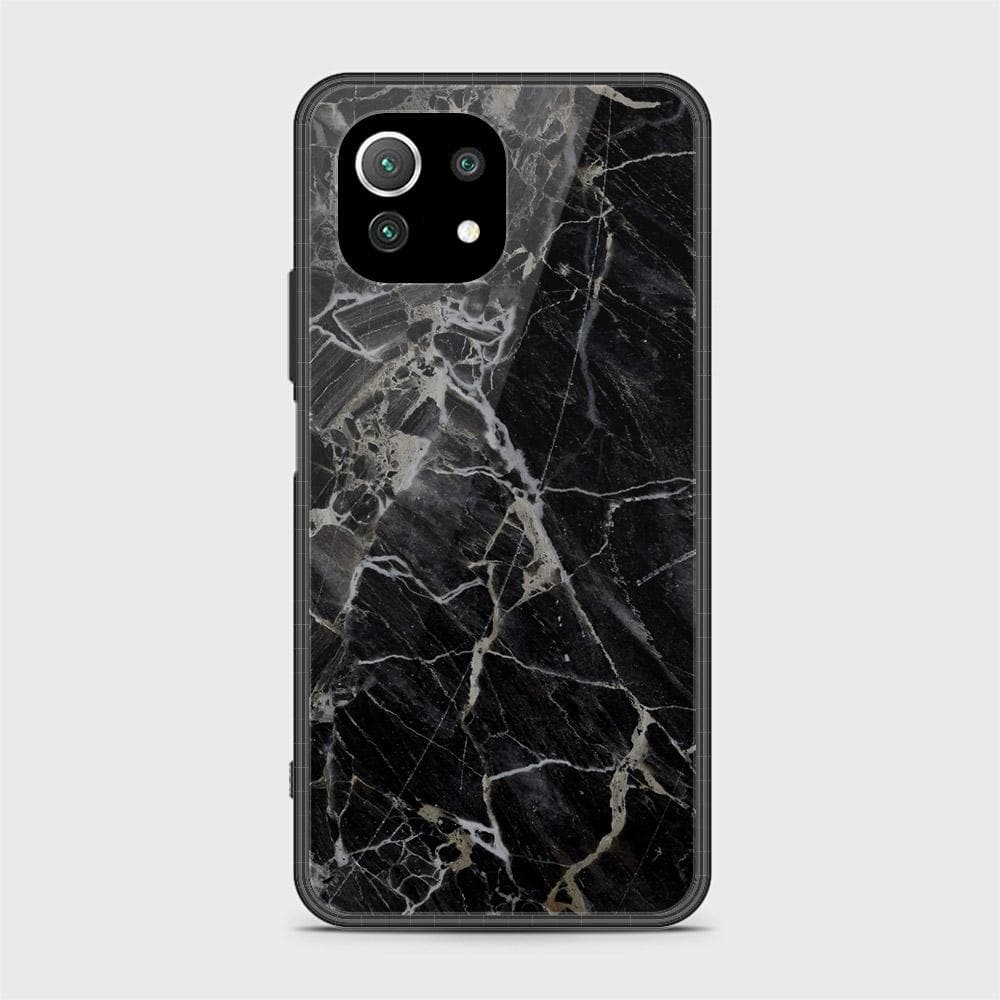 Xiaomi Mi 11 Lite Cover - Black Marble Series - HQ Ultra Shine Premium Infinity Glass Soft Silicon Borders Case
