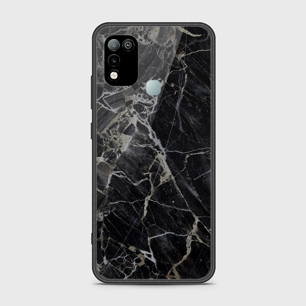 Infinix Hot 10 Play Cover- Black Marble Series - HQ Ultra Shine Premium Infinity Glass Soft Silicon Borders Case