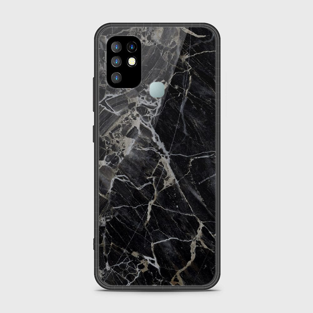 Infinix Hot 10 Cover- Black Marble Series - HQ Ultra Shine Premium Infinity Glass Soft Silicon Borders Case