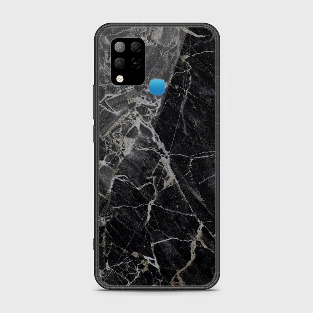 Infinix Hot 10s Cover- Black Marble Series - HQ Ultra Shine Premium Infinity Glass Soft Silicon Borders Case