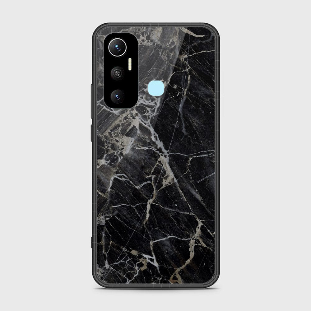 Infinix Hot 11 Cover- Black Marble Series - HQ Ultra Shine Premium Infinity Glass Soft Silicon Borders Case