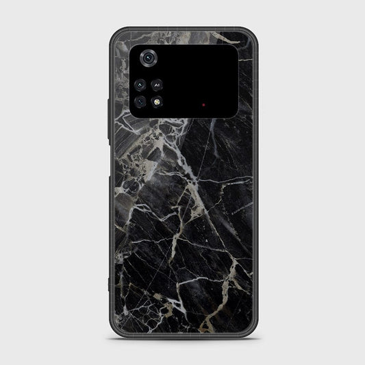 Xiaomi Poco M4 Pro 4G Cover- Black Marble Series - HQ Ultra Shine Premium Infinity Glass Soft Silicon Borders Case