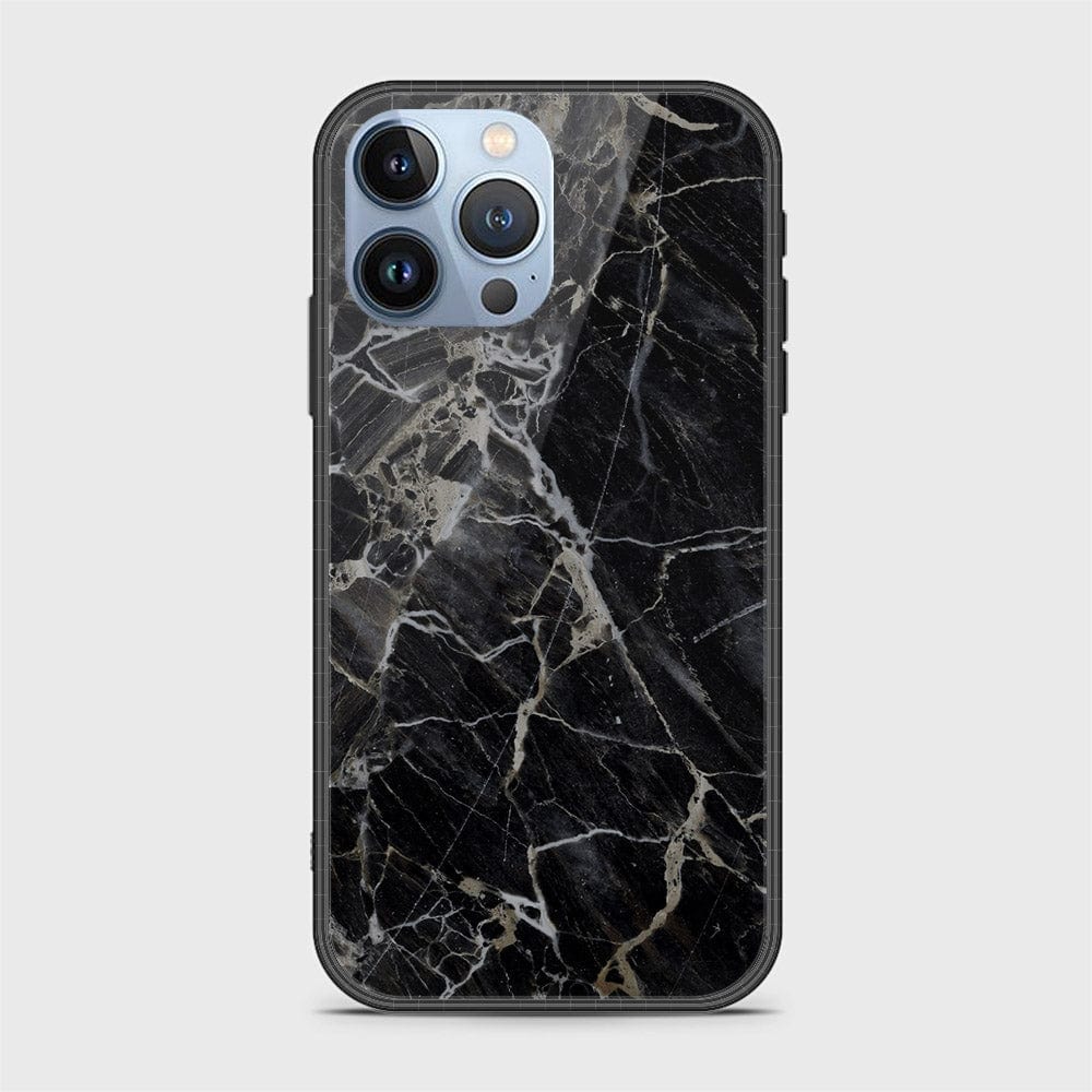 iPhone 14 Pro Max Cover- Black Marble Series - HQ Ultra Shine Premium Infinity Glass Soft Silicon Borders Case