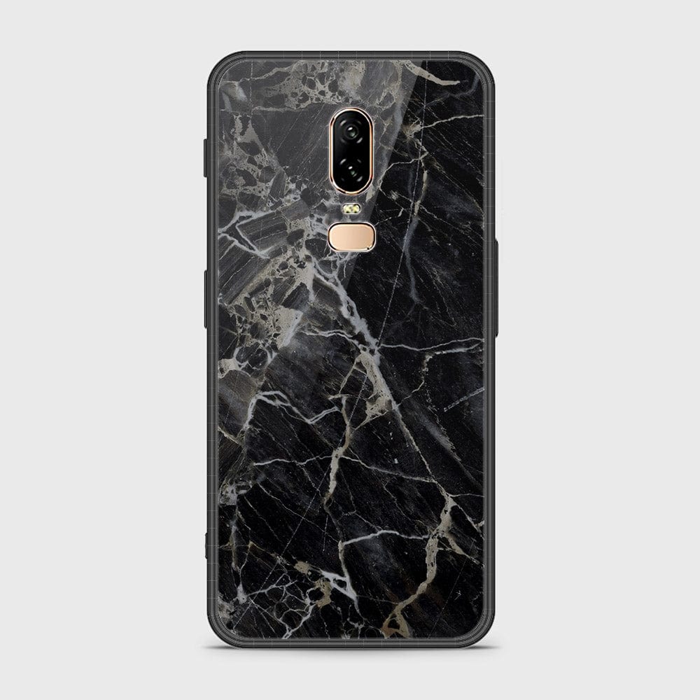 OnePlus 6 Cover- Black Marble Series - HQ Ultra Shine Premium Infinity Glass Soft Silicon Borders Case