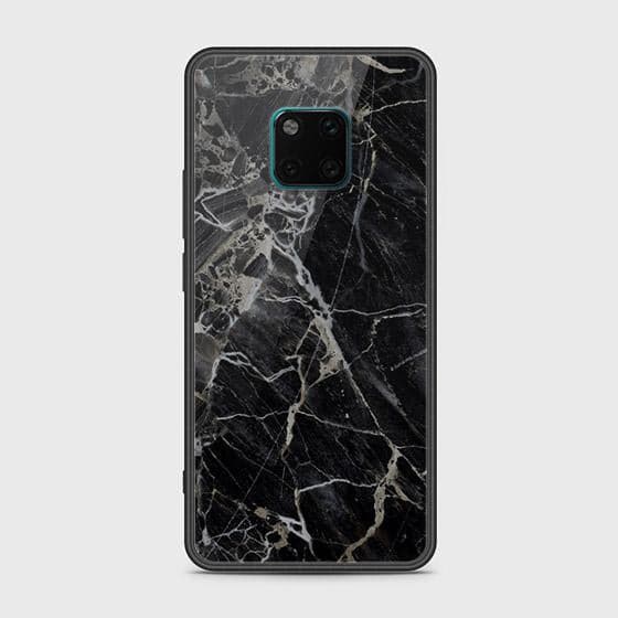 Huawei Mate 20 Pro Cover - Black Marble Series - HQ Ultra Shine Premium Infinity Glass Soft Silicon Borders Case