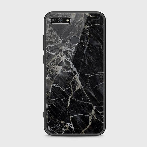 Honor 7A Cover - Black Marble Series - HQ Ultra Shine Premium Infinity Glass Soft Silicon Borders Case