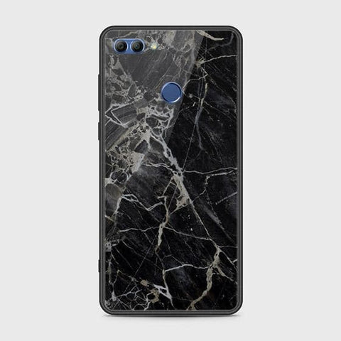 Huawei Y9 2018 Cover - Black Marble Series - HQ Ultra Shine Premium Infinity Glass Soft Silicon Borders Case