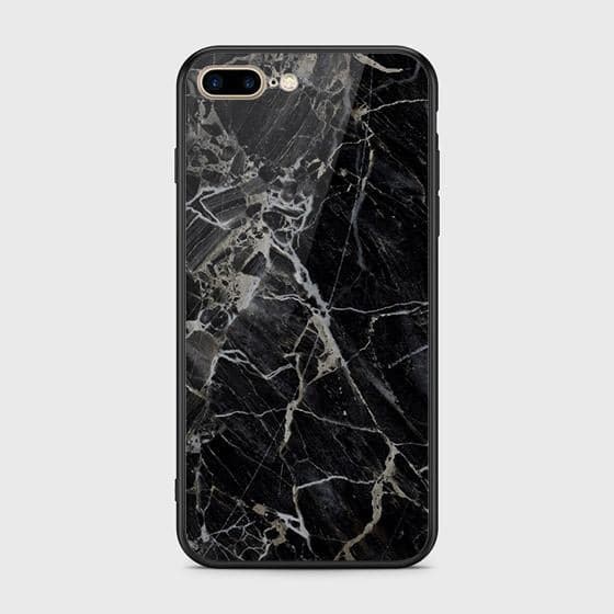 iPhone 7 Plus Cover - Black Marble Series - HQ Ultra Shine Premium Infinity Glass Soft Silicon Borders Case