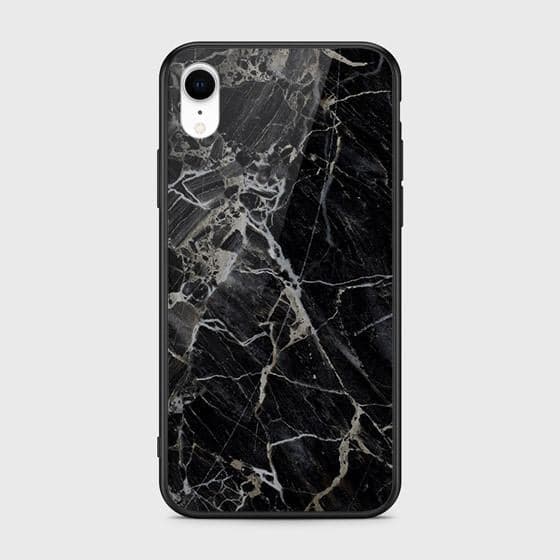 iPhone XR Cover - Black Marble Series - HQ Ultra Shine Premium Infinity Glass Soft Silicon Borders Case