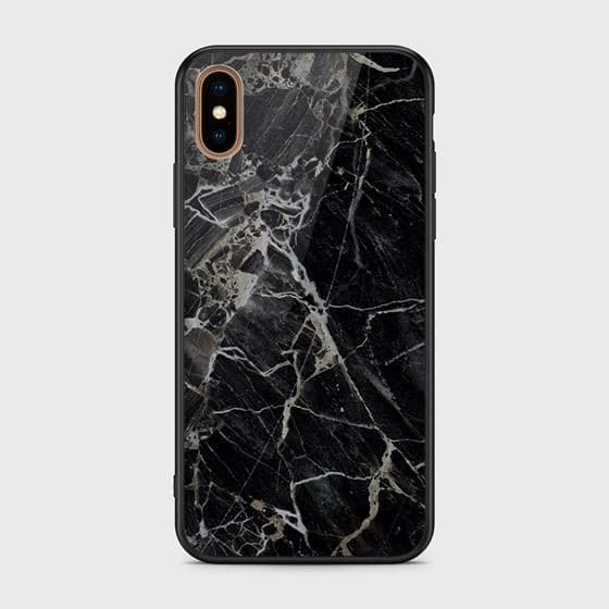 iPhone XS Max Cover - Black Marble Series - HQ Ultra Shine Premium Infinity Glass Soft Silicon Borders Case