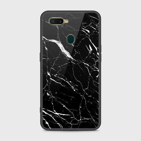 Oppo A5s Cover - Black Marble Series - HQ Ultra Shine Premium Infinity Glass Soft Silicon Borders Case