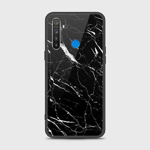 Realme 5 Cover - Black Marble Series - HQ Ultra Shine Premium Infinity Glass Soft Silicon Borders Case