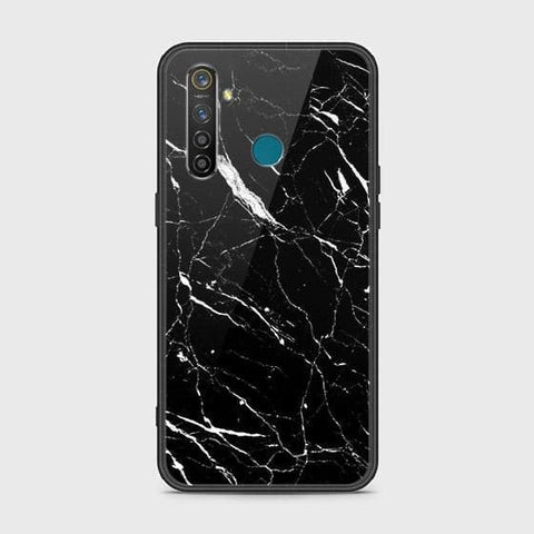 Realme 5 Pro Cover - Black Marble Series - HQ Ultra Shine Premium Infinity Glass Soft Silicon Borders Case