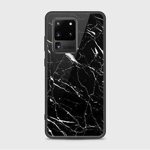 Samsung Galaxy S20 Ultra Cover - Black Marble Series - HQ Ultra Shine Premium Infinity Glass Soft Silicon Borders Case