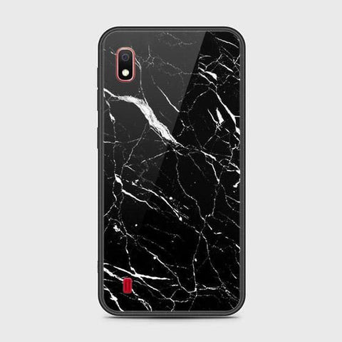 Samsung Galaxy A10 Cover - Black Marble Series - HQ Ultra Shine Premium Infinity Glass Soft Silicon Borders Case