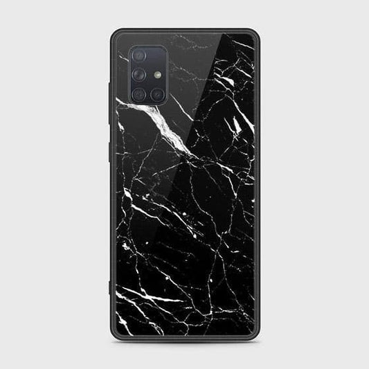 Samsung Galaxy A71 Cover - Black Marble Series - HQ Ultra Shine Premium Infinity Glass Soft Silicon Borders Case (Fast Delivery)