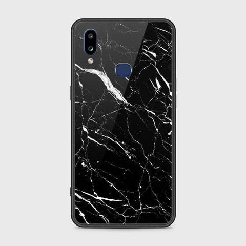 Samsung Galaxy A10s Cover - Black Marble Series - HQ Ultra Shine Premium Infinity Glass Soft Silicon Borders Case