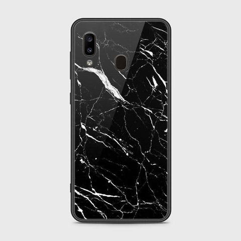 Samsung Galaxy A30 Cover - Black Marble Series - HQ Ultra Shine Premium Infinity Glass Soft Silicon Borders Case