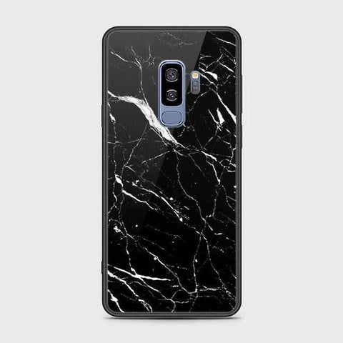 Samsung Galaxy S9 Plus Cover - Black Marble Series - HQ Ultra Shine Premium Infinity Glass Soft Silicon Borders Case