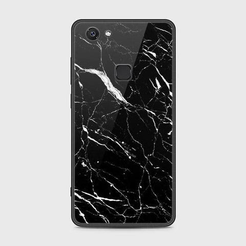 Vivo V7 Plus Cover - Black Marble Series - HQ Ultra Shine Premium Infinity Glass Soft Silicon Borders Case