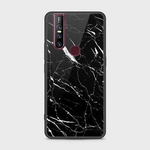 Vivo V15 Cover - Black Marble Series - HQ Ultra Shine Premium Infinity Glass Soft Silicon Borders Case