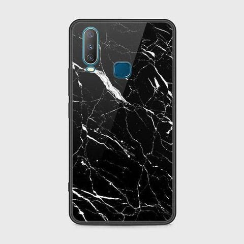 Vivo Y15 Cover - Black Marble Series - HQ Ultra Shine Premium Infinity Glass Soft Silicon Borders Case