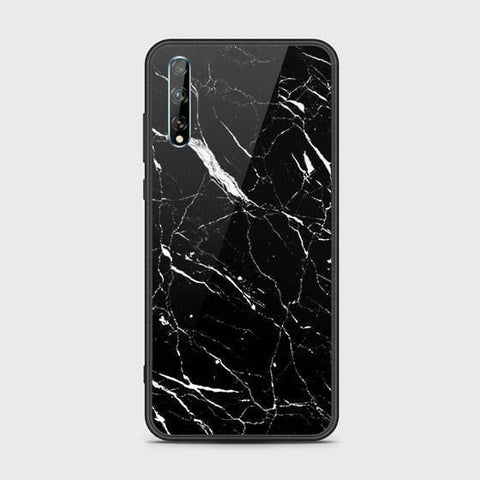 Huawei Y8p Cover - Black Marble Series - HQ Ultra Shine Premium Infinity Glass Soft Silicon Borders Case