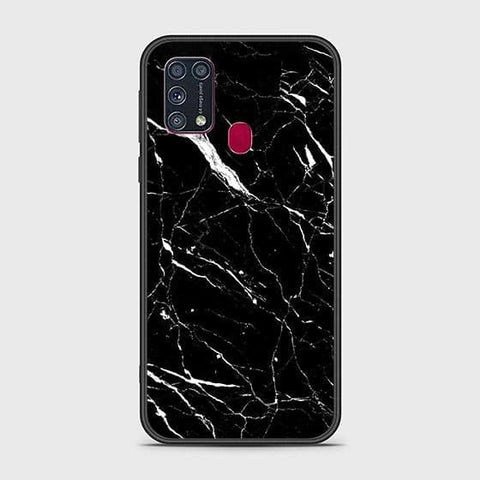 Samsung Galaxy M21 Cover - Black Marble Series - HQ Ultra Shine Premium Infinity Glass Soft Silicon Borders Case