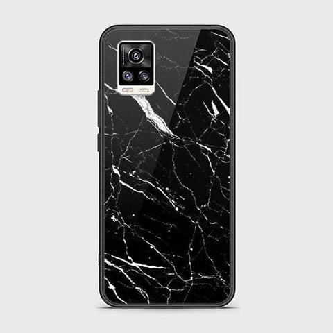 Vivo V20 Cover - Black Marble Series - HQ Ultra Shine Premium Infinity Glass Soft Silicon Borders Case