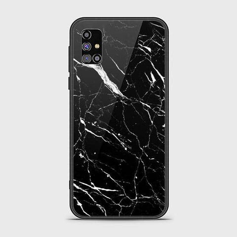 Samsung Galaxy A02s Cover - Black Marble Series - HQ Ultra Shine Premium Infinity Glass Soft Silicon Borders Case