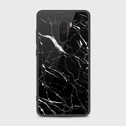 Xiaomi Pocophone F1 Cover - Black Marble Series - HQ Ultra Shine Premium Infinity Glass Soft Silicon Borders Case