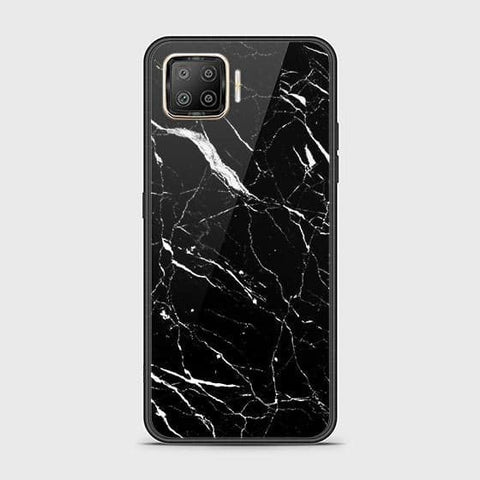 Oppo F17 Cover - Black Marble Series - HQ Ultra Shine Premium Infinity Glass Soft Silicon Borders Case