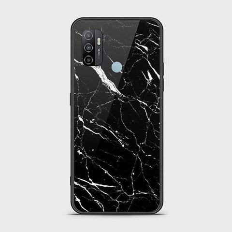 Oppo A53 Cover - Black Marble Series - HQ Ultra Shine Premium Infinity Glass Soft Silicon Borders Case