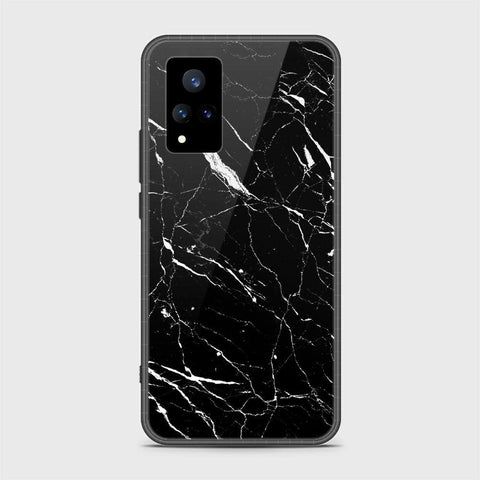 Vivo V21 Cover - Black Marble Series - HQ Ultra Shine Premium Infinity Glass Soft Silicon Borders Case