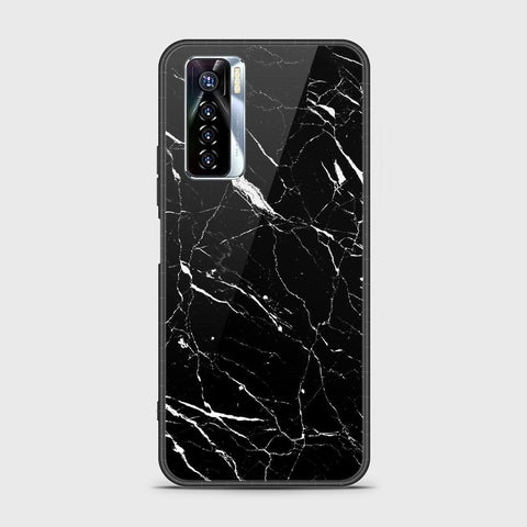 Tecno Camon 17 Pro Cover - Black Marble Series - HQ Ultra Shine Premium Infinity Glass Soft Silicon Borders Case