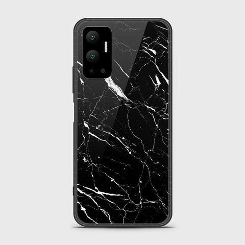 Infinix Hot 12 Cover- Black Marble Series - HQ Ultra Shine Premium Infinity Glass Soft Silicon Borders Case