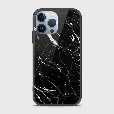 iPhone 14 Pro Cover- Black Marble Series - HQ Ultra Shine Premium Infinity Glass Soft Silicon Borders Case