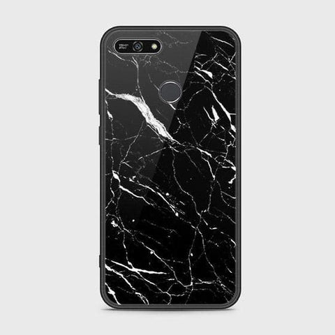 Huawei Y6 Prime 2018 Cover - Black Marble Series - HQ Ultra Shine Premium Infinity Glass Soft Silicon Borders Case