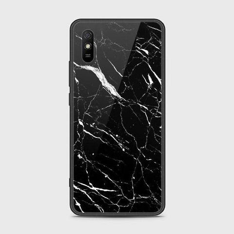 Xiaomi Redmi 9A Cover - Black Marble Series - HQ Ultra Shine Premium Infinity Glass Soft Silicon Borders Case