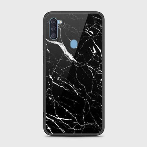 Samsung Galaxy M11 Cover - Black Marble Series - HQ Ultra Shine Premium Infinity Glass Soft Silicon Borders Case