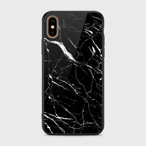 iPhone XS Max Cover - Black Marble Series - HQ Ultra Shine Premium Infinity Glass Soft Silicon Borders Case