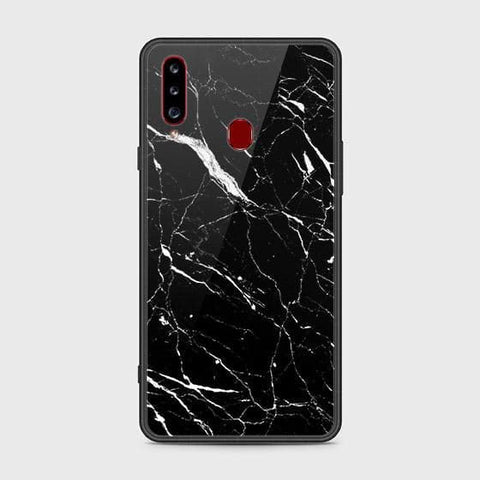 Samsung Galaxy A20s Cover - Black Marble Series - HQ Ultra Shine Premium Infinity Glass Soft Silicon Borders Case