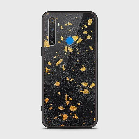 Realme 5 Cover - Black Marble Series - HQ Ultra Shine Premium Infinity Glass Soft Silicon Borders Case