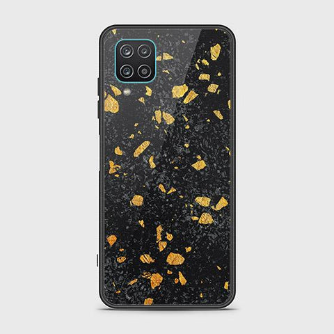 Samsung Galaxy A12 Cover - Black Marble Series - HQ Ultra Shine Premium Infinity Glass Soft Silicon Borders Case