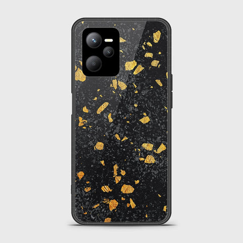 Realme V25 Cover- Black Marble Series - HQ Ultra Shine Premium Infinity Glass Soft Silicon Borders Case